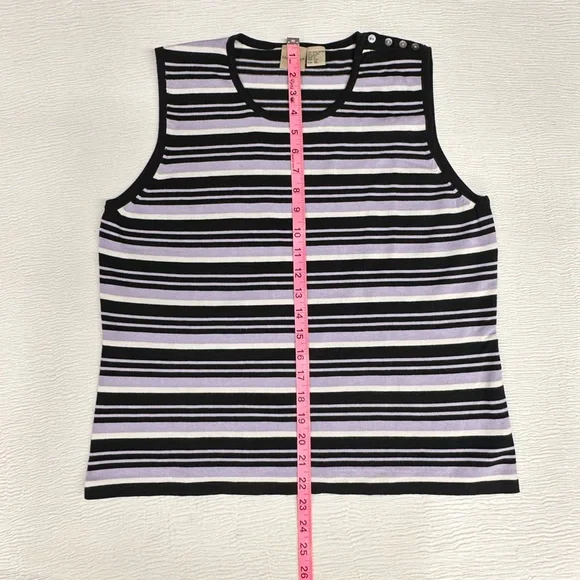 Massini Black and Lavender Purple Striped Tank Top Classy Modest - Picture 5 of 7